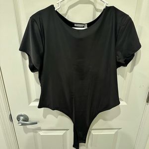 ASOS black short sleeve  bodysuit, high cut size 12, never worn